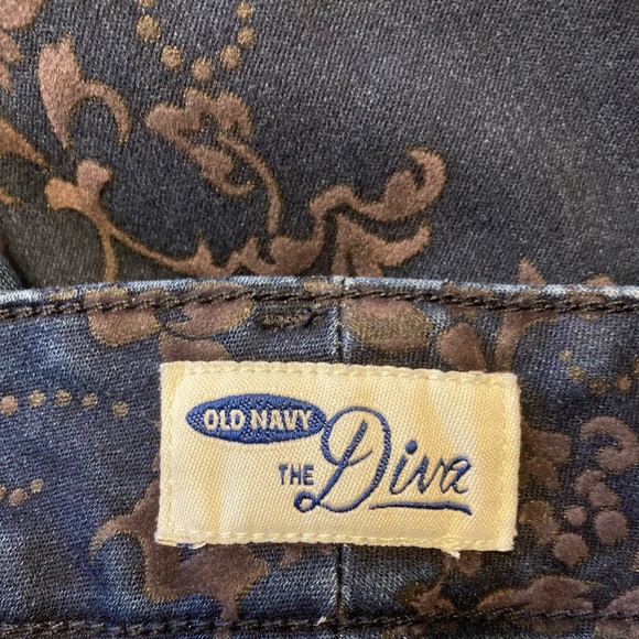 Old Navy Diva Flocked Dark Denim Skinny Jeans, sz 10 - Picture 4 of 6
